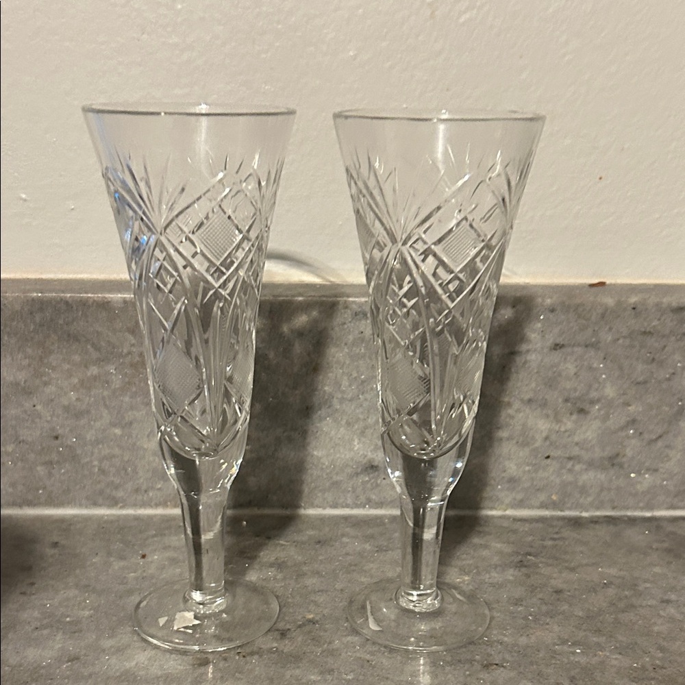 Moser Crystal Cut Champagne Glass